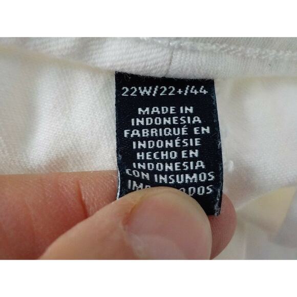 Chaps White Ankle Pants Women size 22W Stretch Cotton Flat Front Zip Up - Picture 5 of 7